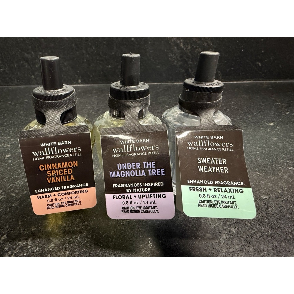 New White Barn Wallflowers 3-Pack Cinnamon Vanilla-Magnolia- Sweater Weather